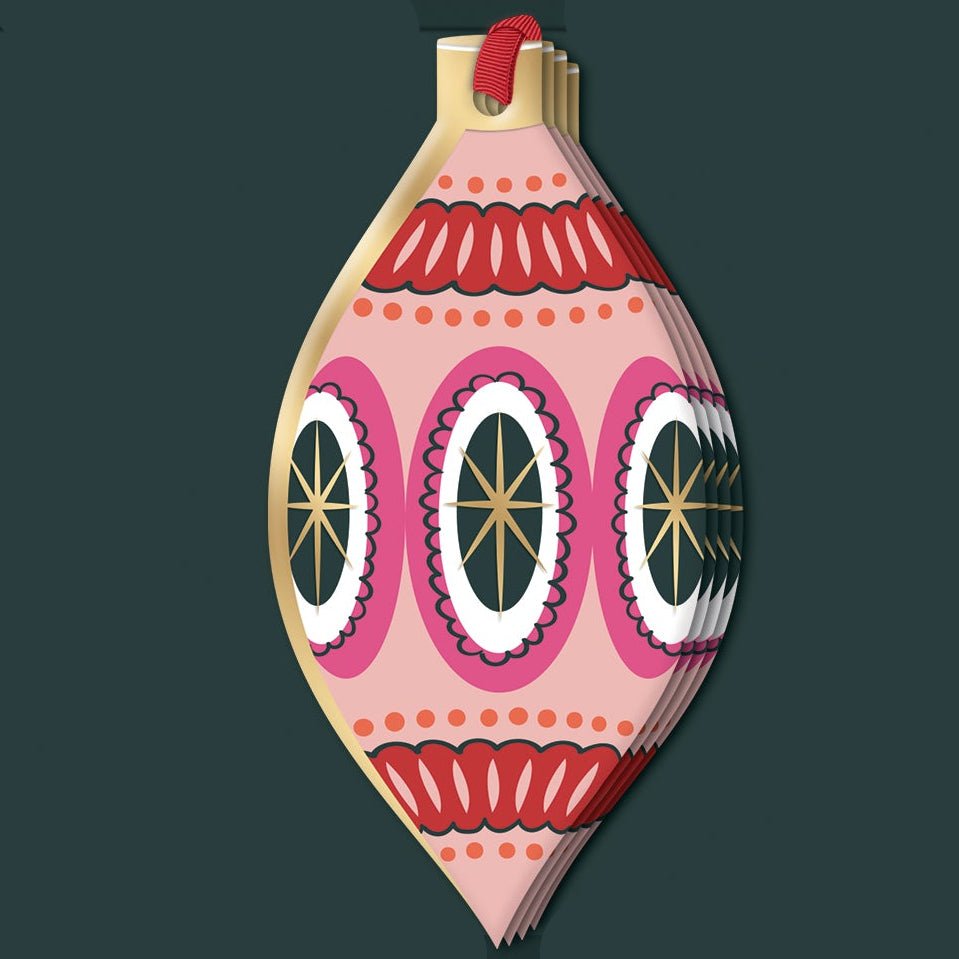 Set of 16 Punch Studio Opulent Ornament Gift Tags in gold foil holiday designs.
