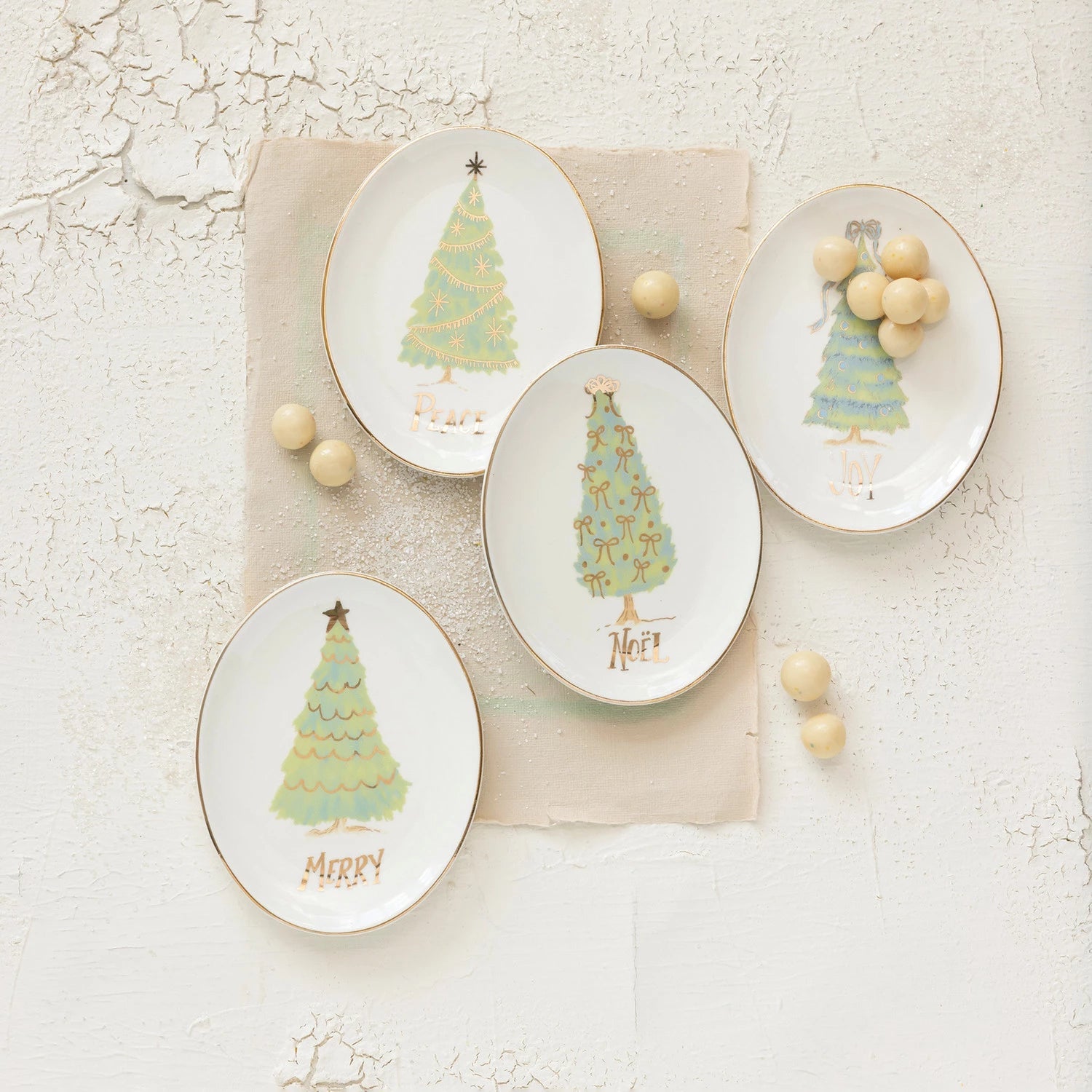 Oval Stoneware Dish with Christmas Tree by Creative Co Op at Confetti Gift and Party Tuscaloosa Alabama