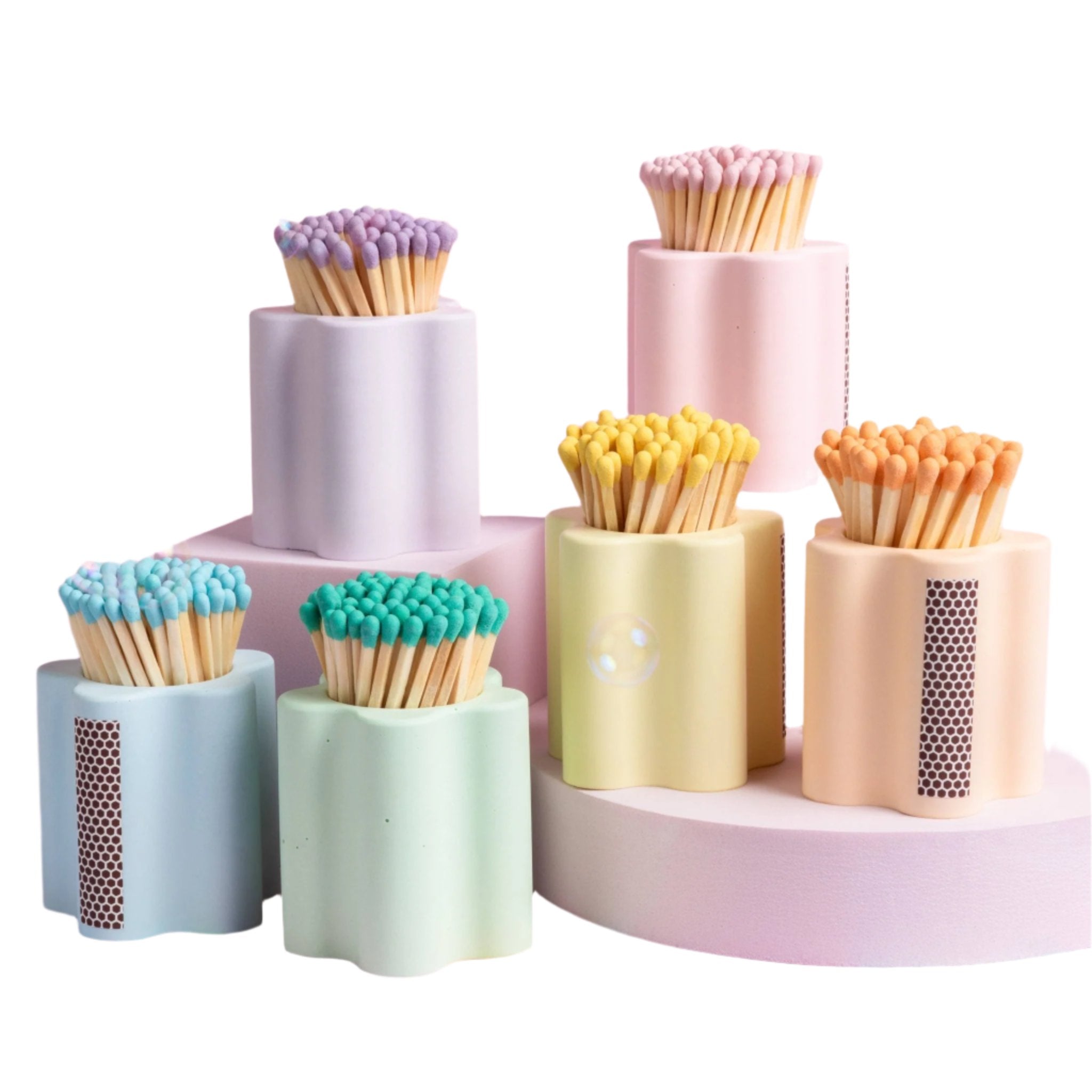 Pastel Flower Vessel with Colorful Matchsticks by Enlighten the Occasion at Confetti Gift and Party