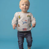 Patched Toddler Boy Sweatshirt by Mud Pie at Confetti Gift and Party Tuscaloosa Alabama