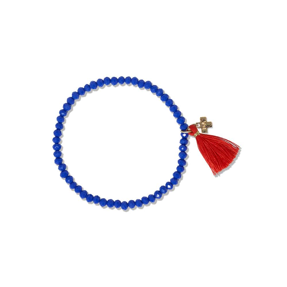 Patsy Solid Crystal Stretch Bracelet With Tassel by Ink + Alloy at Confetti Gift and Party