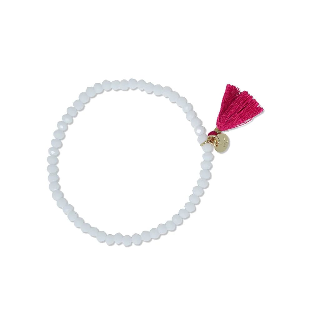 Patsy Solid Crystal Stretch Bracelet With Tassel by Ink + Alloy at Confetti Gift and Party
