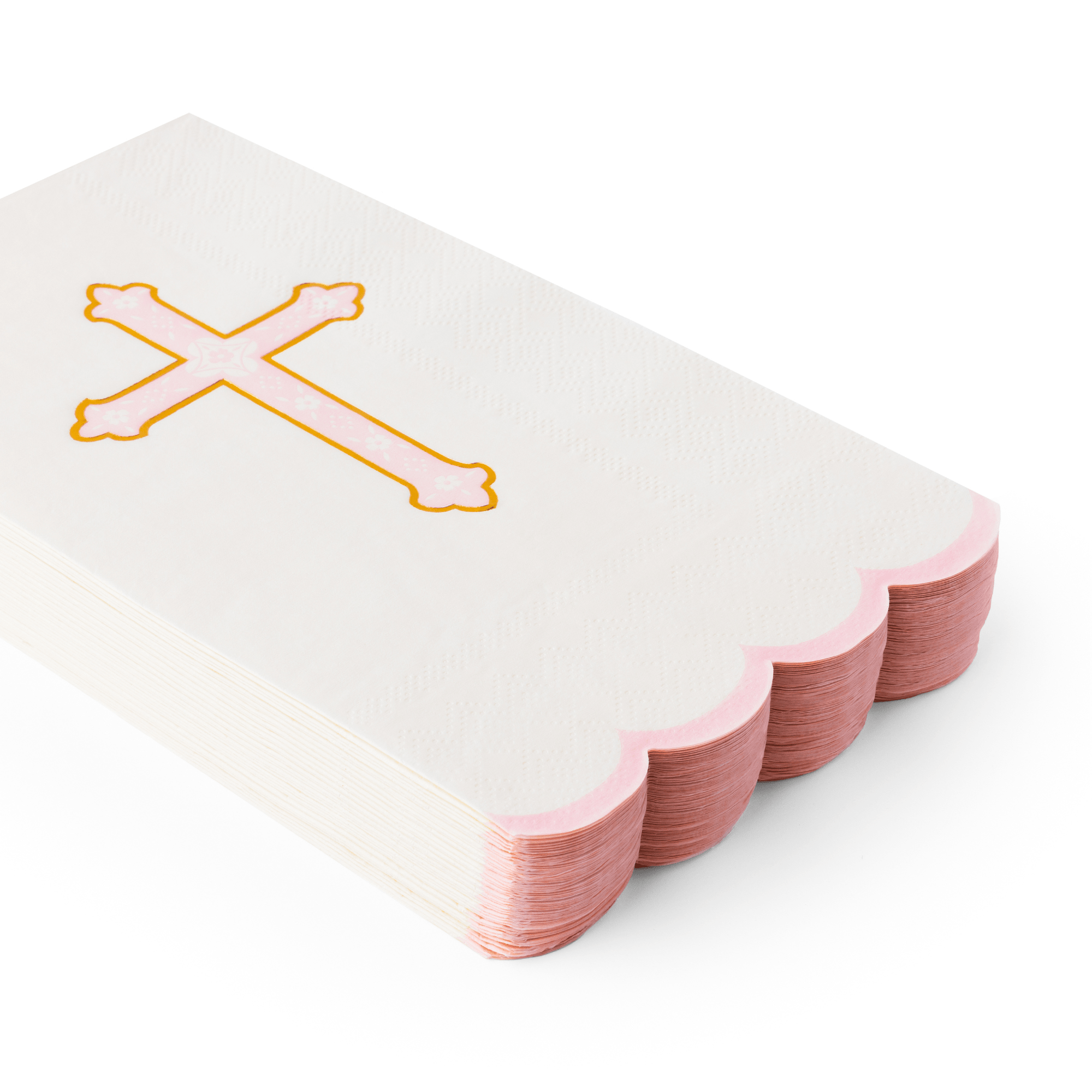 Petal Pink Cross Guest Towels – Elegant Baptism & Communion Party Napkins by Bonjour Fête at Confetti Gift and Party Tuscaloosa Alabama