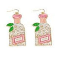 Pink and White Rose Bottle Shape Bead Earrings by Golden Stella at Confetti Gift and Party Tuscaloosa Alabama