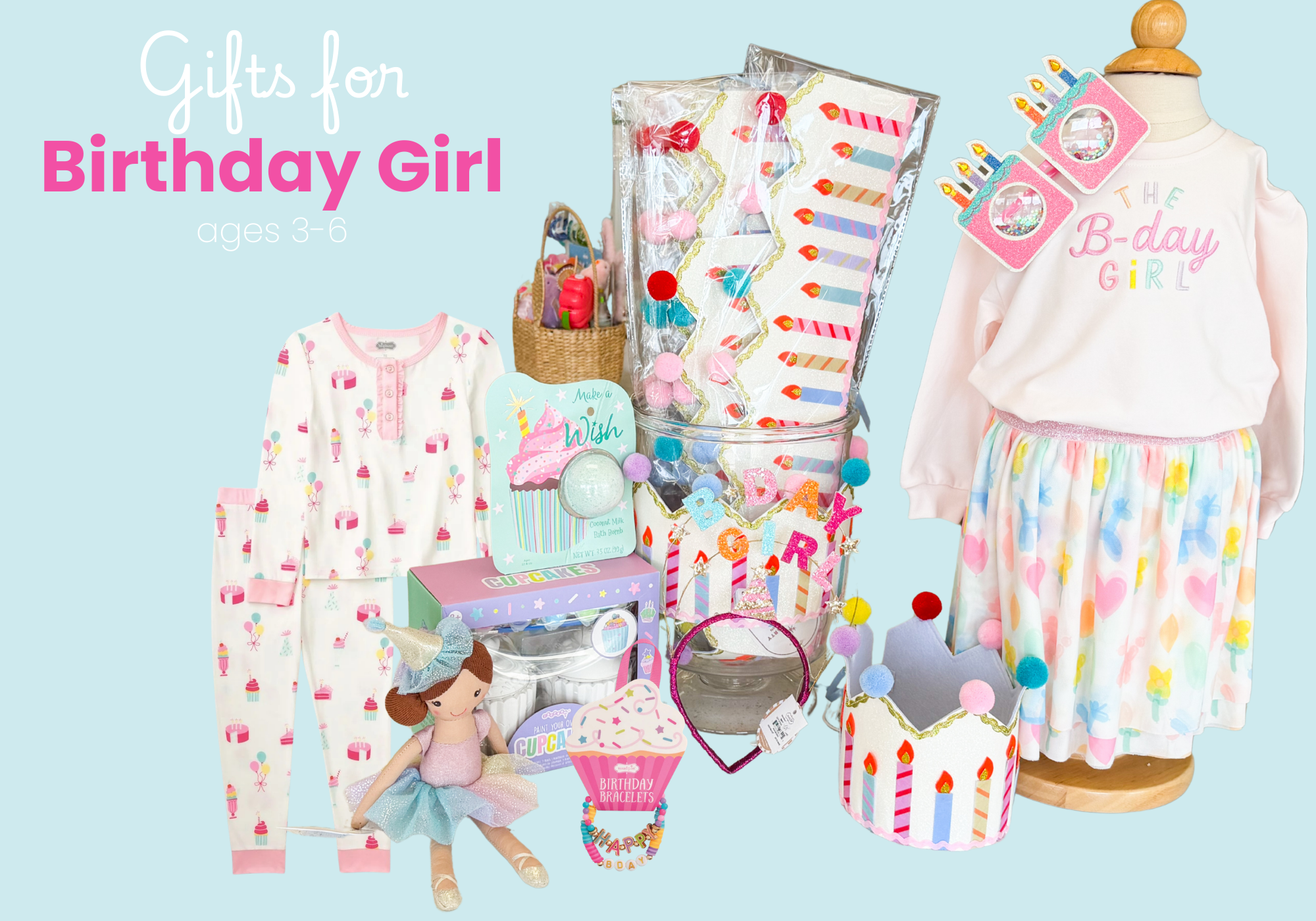 Pink Birthday Glow PJ Set by Mud Pie at Confetti Gift and Party Tuscaloosa Alabama
