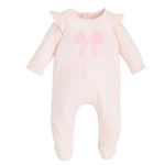 Pink Boucle Bow Sleeper by Mud Pie at Confetti Gift and Party Tuscaloosa Alabama