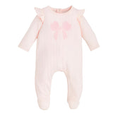 Pink Boucle Bow Sleeper by Mud Pie at Confetti Gift and Party Tuscaloosa Alabama