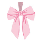 Light pink bow ornament with ribbon hanger by Mary Square, perfect for Christmas tree decoration or holiday gift accent.