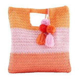 Pink Bright Straw Tote by Mud Pie at Confetti Gift and Party Tuscaloosa Alabama