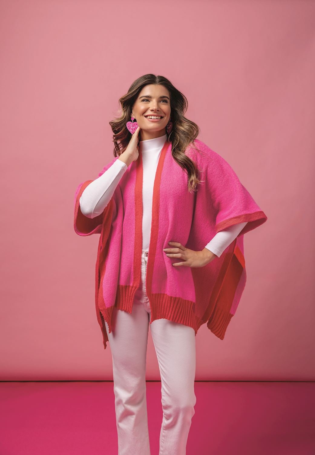 Pink Bringham Reversible Poncho by Mudpie at Confetti Gift and Party Tuscaloosa Alabama
