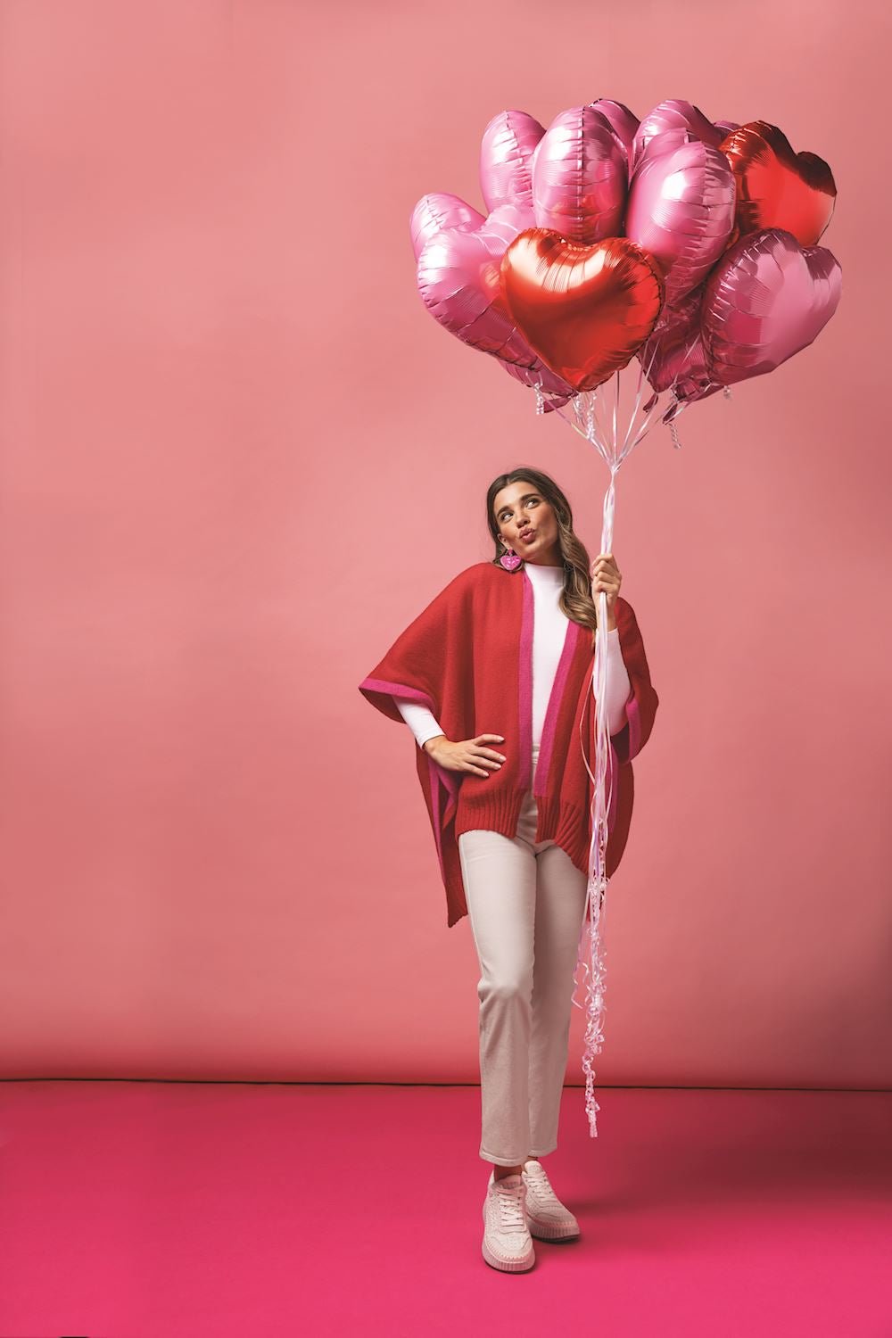 Pink Bringham Reversible Poncho by Mudpie at Confetti Gift and Party Tuscaloosa Alabama