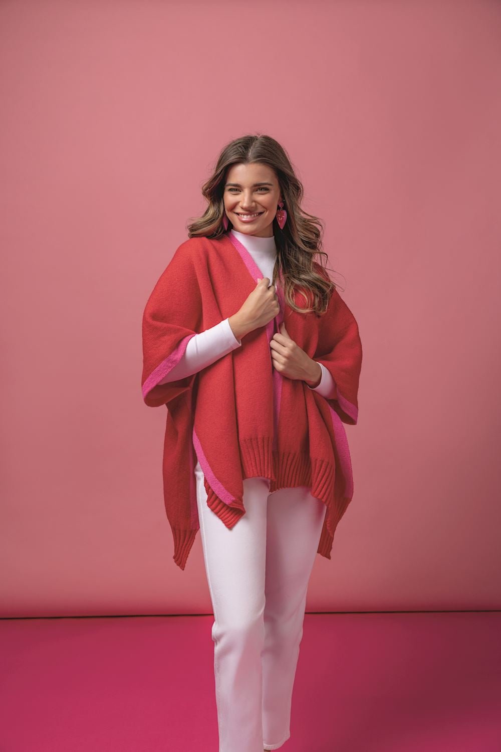 Pink Bringham Reversible Poncho by Mudpie at Confetti Gift and Party Tuscaloosa Alabama