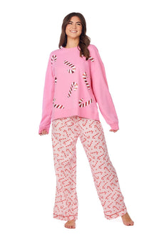  Pink Candy Cane Pajama Pants by Mud Pie at Confetti Gift and Party