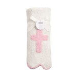 Pink Cross Chenille Blanket by Mud Pie at Confetti Gift and Party Tuscaloosa Alabama