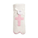 Pink Cross Chenille Blanket by Mud Pie at Confetti Gift and Party Tuscaloosa Alabama