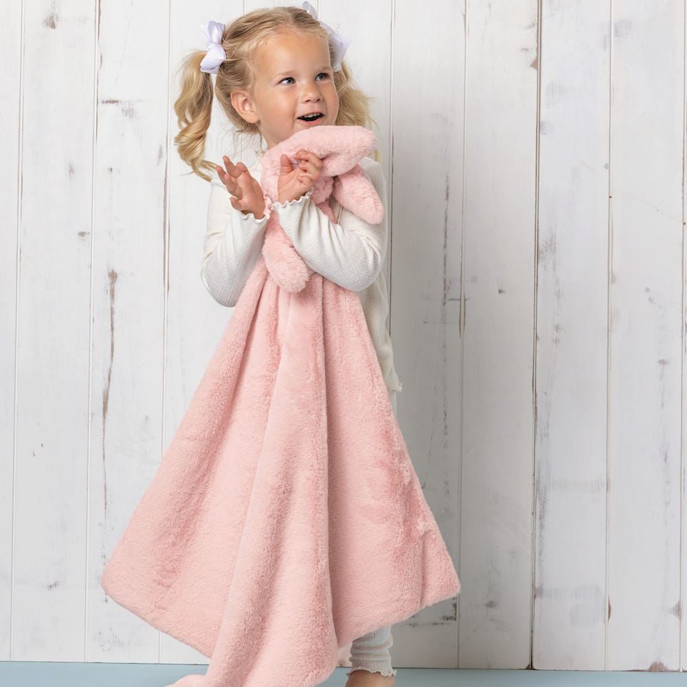Pink Cuddle Bunny Plush Blanket by Mud Pie at Confetti Gift and Party Tuscaloosa Alabama