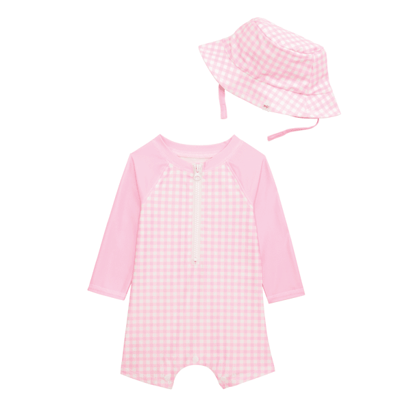Pink Gingham Baby Rash Guard Set by Mud Pie at Confetti Gift and Party Tuscaloosa Alabama