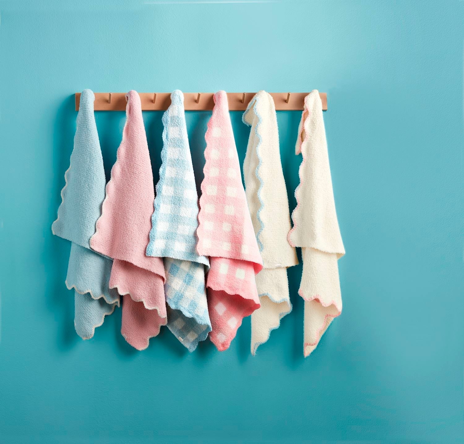 Pink Gingham Scallop Chenille Blanket by Mud Pie at Confetti Gift and Party Tuscaloosa Alabama