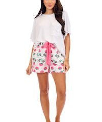 Pink Peony Pajama Shorts by Mud Pie at Confetti Gift and Party Tuscaloosa Alabama