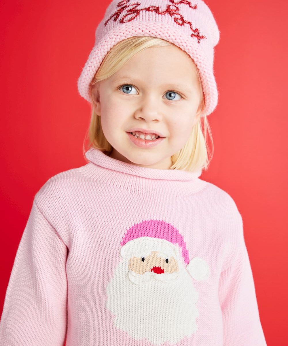Pink Santa Rollneck Sweater by Mud Pie at Confetti Gift and Party Tuscaloosa Alabama