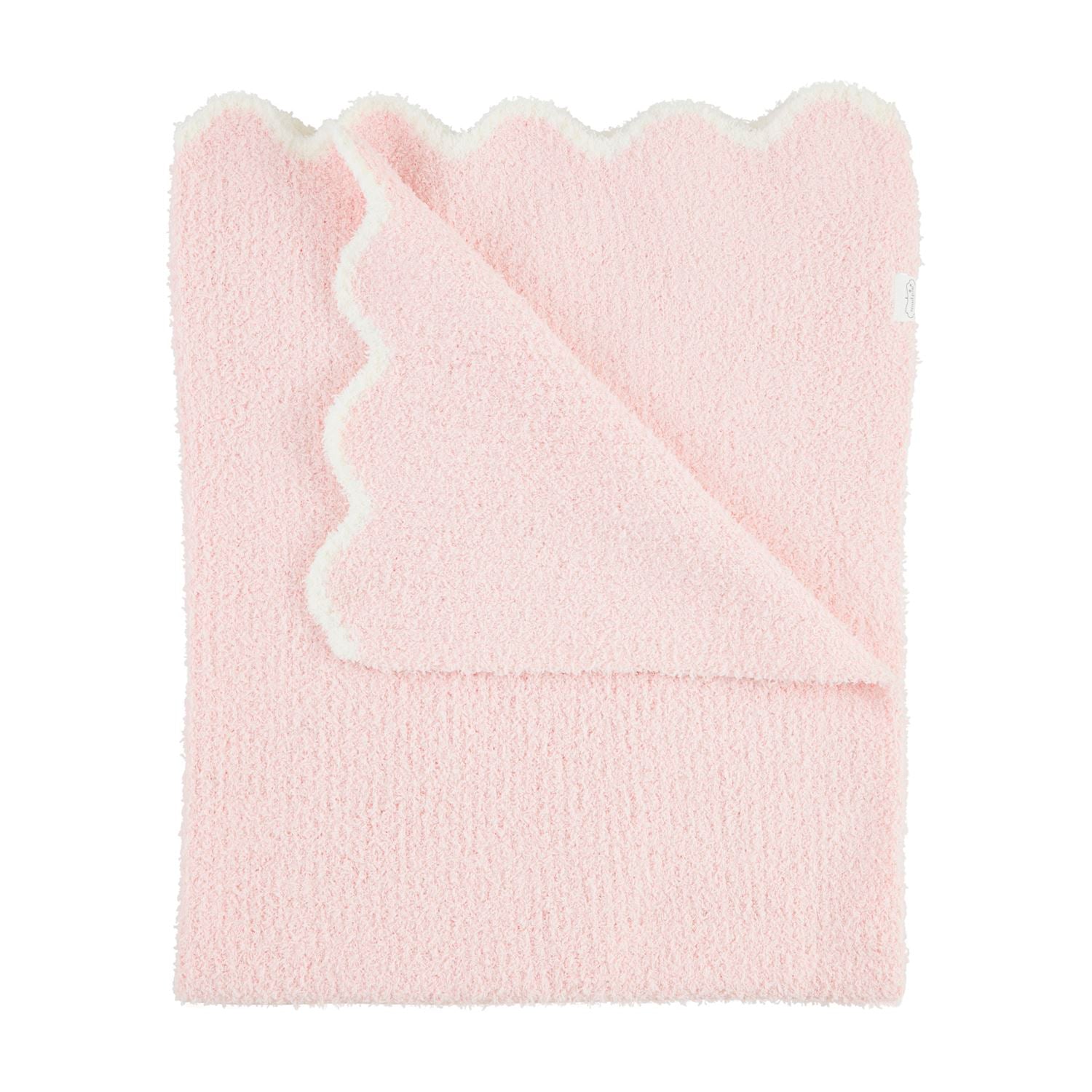 Pink Scallop Chenille Blanket by Mud Pie at Confetti Gift and Party Tuscaloosa Alabama