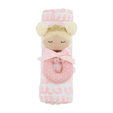 Pink Swirl Swaddle & Rattle Set by Mud Pie at Confetti Gift and Party Tuscaloosa Alabama