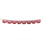 Pink and red scalloped tinsel garland with glitter ribbon for Christmas decorating