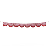 Pink and red scalloped tinsel garland with glitter ribbon for Christmas decorating