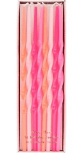  Pink Twisted Long Candles by Meri Meri at Confetti Gift and Party