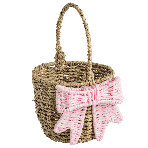 Pink Woven Bow Easter Basket by Mud Pie at Confetti Gift and Party Tuscaloosa Alabama