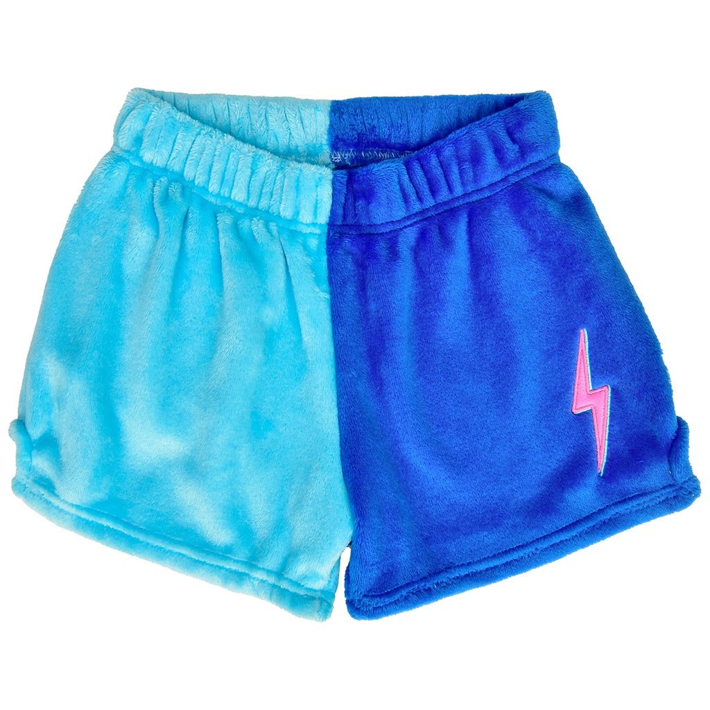 Plush Shorts - Lightning Bolt Color Block Blue by Iscream at Confetti Gift and Party Tuscaloosa Alabama