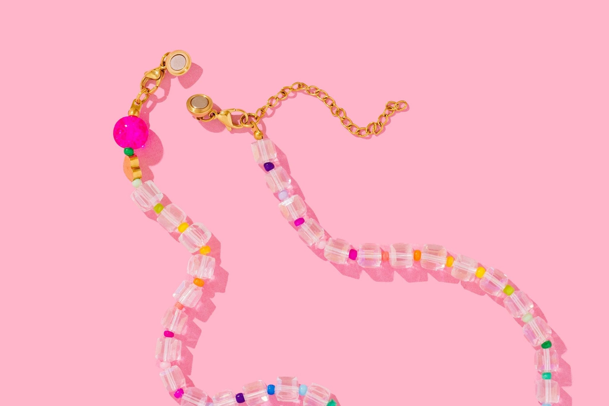 Rainbow Beaded Necklace with Magnetic Clasp by Taylor Elliott Designs at Confetti Gift and Party Tuscaloosa Alabama