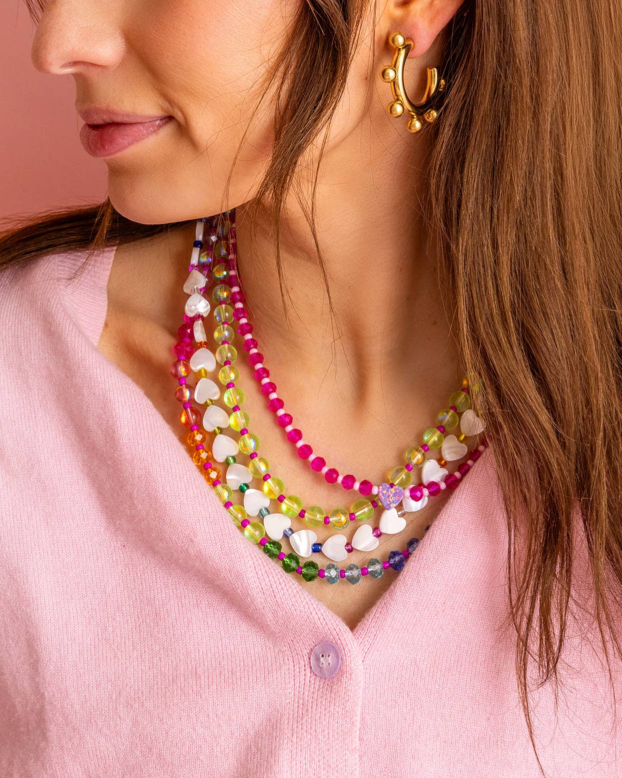 Rainbow Beaded Necklace with Magnetic Clasp by Taylor Elliott Designs at Confetti Gift and Party Tuscaloosa Alabama