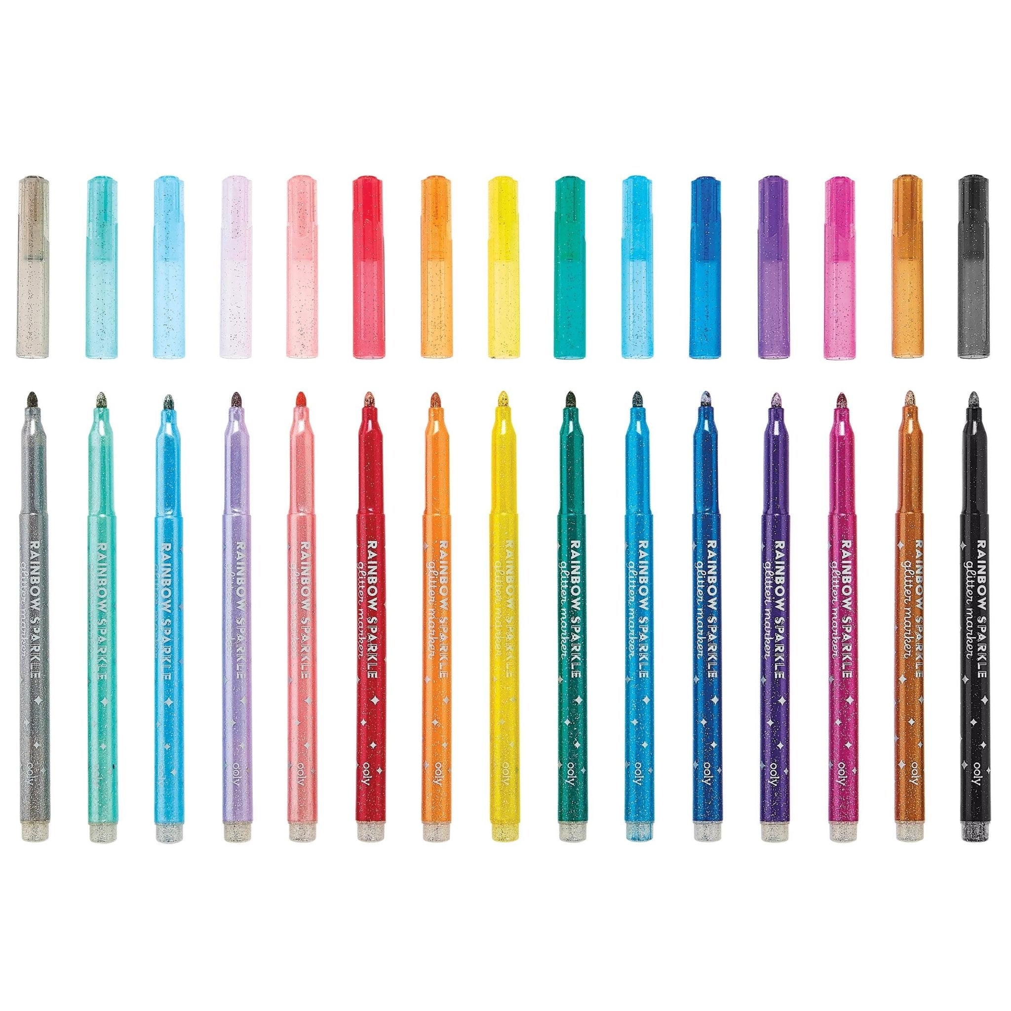 Rainbow Sparkle Glitter Markers - Set of 15 by OOLY at Confetti Gift and Party