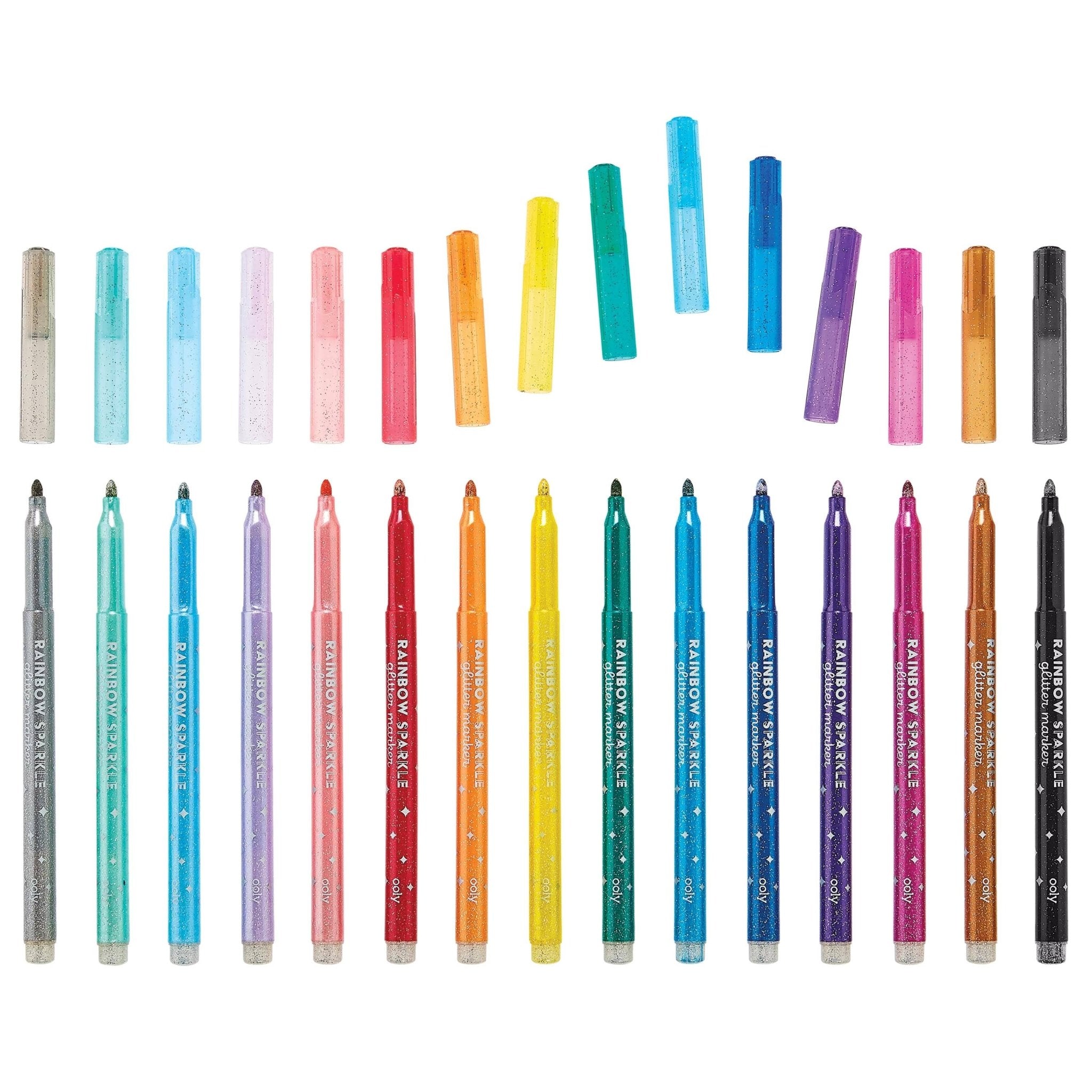 Rainbow Sparkle Glitter Markers - Set of 15 by OOLY at Confetti Gift and Party