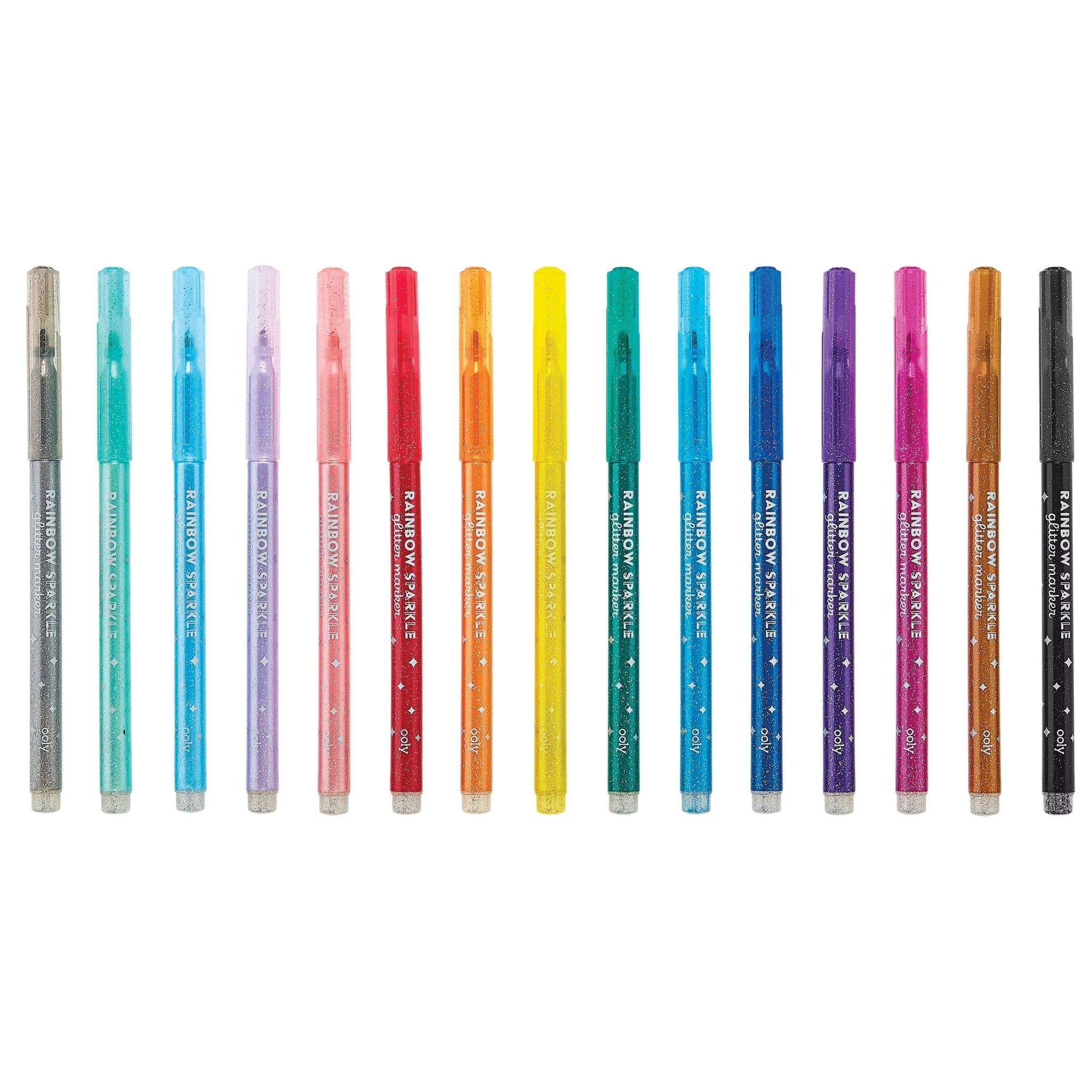 Rainbow Sparkle Glitter Markers - Set of 15 by OOLY at Confetti Gift and Party