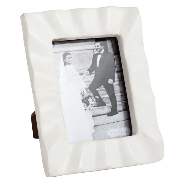 Rectangle Ruffled Marble Frame by Mud Pie at Confetti Gift and Party Tuscaloosa Alabama