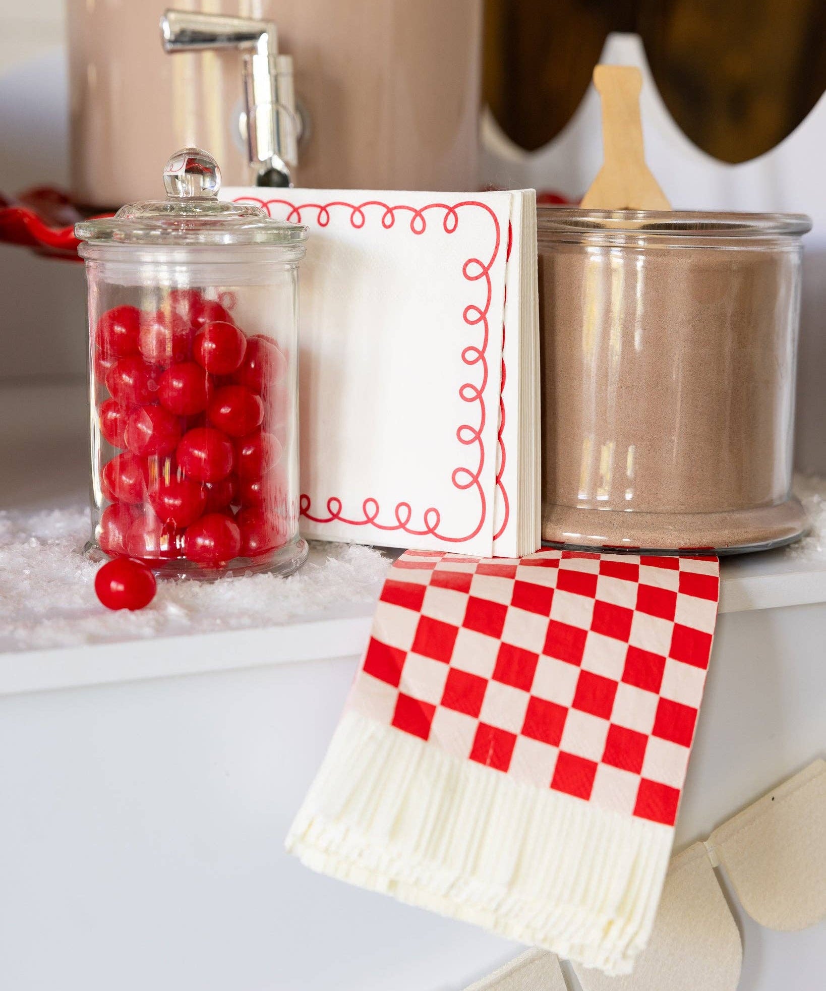 Red and Cream Scallop Border Paper Cocktail Napkin by My Mind’s Eye at Confetti Gift and Party Tuscaloosa Alabama