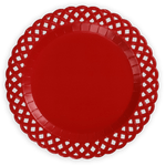 Red Basketweave Paper Dinner Plates by Gatherings by Curated Paperie at Confetti Gift and Party Tuscaloosa Alabama