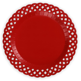 Red Basketweave Paper Dinner Plates by Gatherings by Curated Paperie at Confetti Gift and Party Tuscaloosa Alabama
