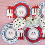 Red Basketweave Paper Dinner Plates by Gatherings by Curated Paperie at Confetti Gift and Party Tuscaloosa Alabama