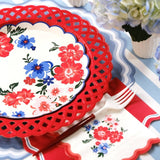 Red Basketweave Paper Dinner Plates by Gatherings by Curated Paperie at Confetti Gift and Party Tuscaloosa Alabama