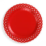 Red Basketweave Paper Dinner Plates by Gatherings by Curated Paperie at Confetti Gift and Party Tuscaloosa Alabama