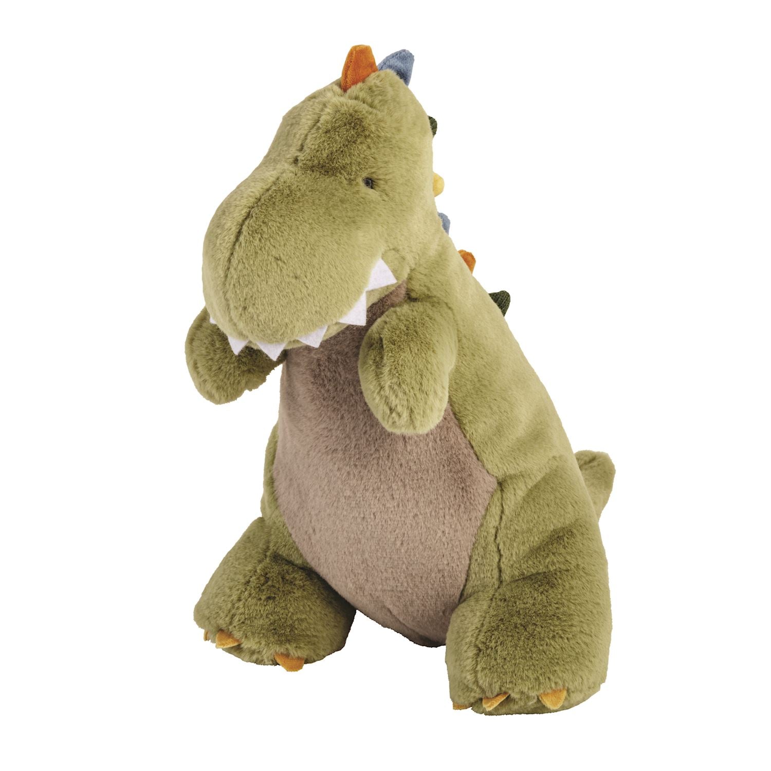 Green dinosaur plush toy with weighted base