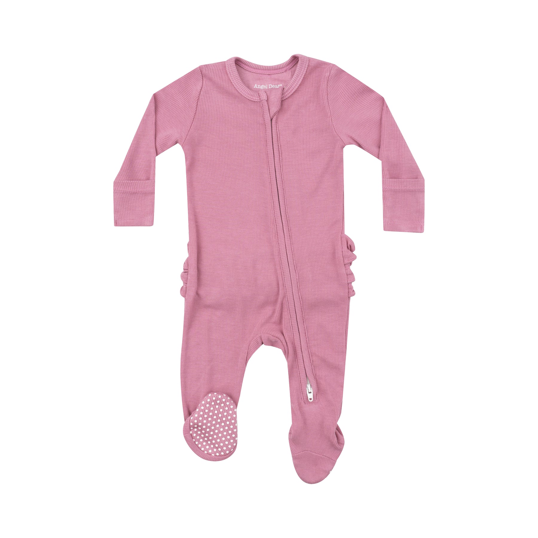 Ribbed Wild Rose - 2 Way Zipper Ruffle Back Footie by Angel Dear at Confetti Gift and Party Tuscaloosa Alabama