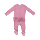 Ribbed Wild Rose - 2 Way Zipper Ruffle Back Footie by Angel Dear at Confetti Gift and Party Tuscaloosa Alabama