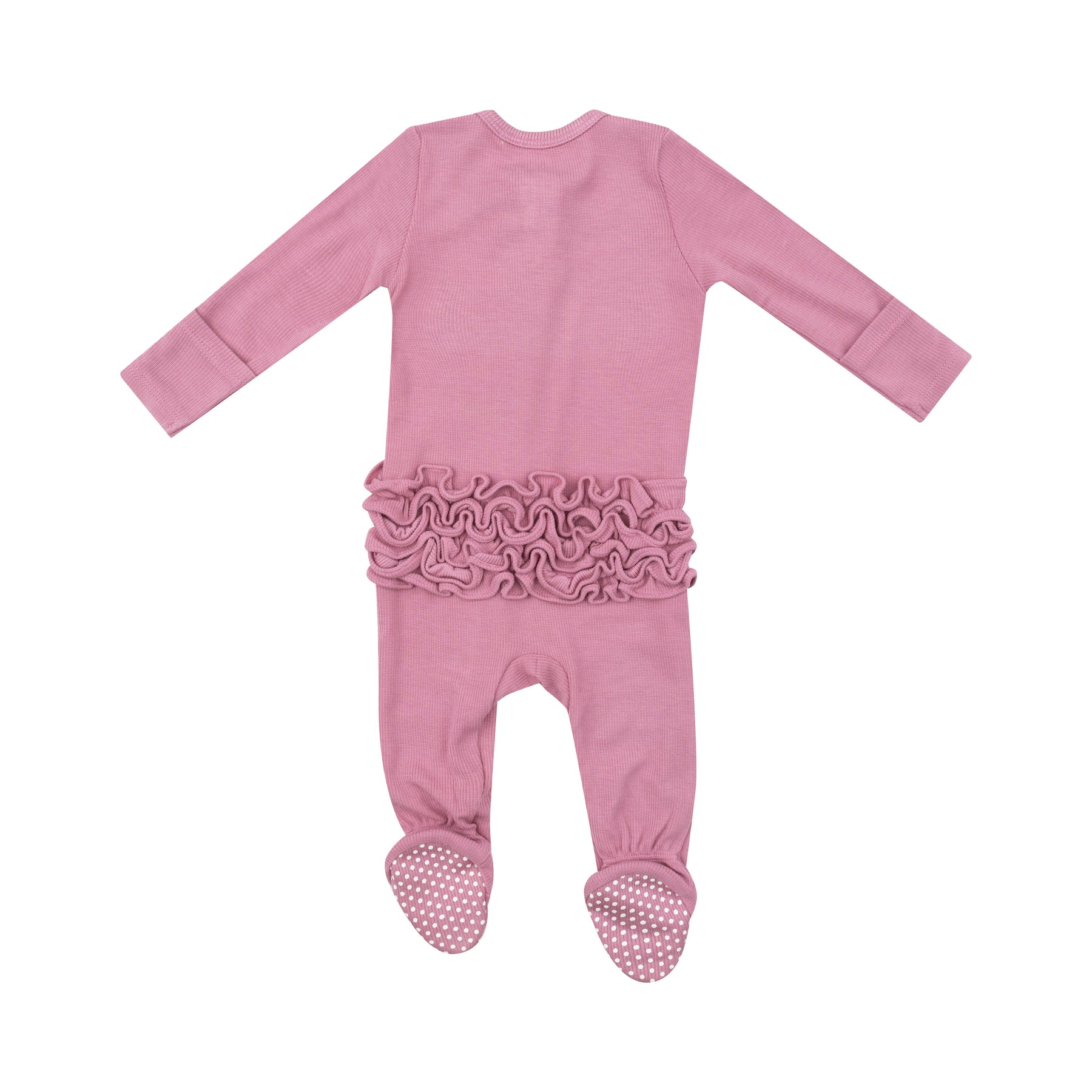 Ribbed Wild Rose - 2 Way Zipper Ruffle Back Footie by Angel Dear at Confetti Gift and Party Tuscaloosa Alabama