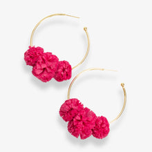  Rita Raffia Poms Hoop Earrings Hot Pink by Ink + Alloy at Confetti Gift and Party