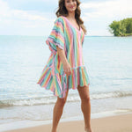 Rosalia Mini Caftan – Multi Colorful Stripe Cover - Up by Shiraleah at Confetti Gift and Party Tuscaloosa Alabama