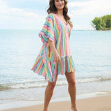 Rosalia Mini Caftan – Multi Colorful Stripe Cover - Up by Shiraleah at Confetti Gift and Party Tuscaloosa Alabama